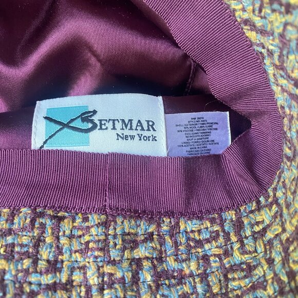 Betmar NY Purple Tweed Wool Blend Woven Bucket Hat Rhinestone Y2K classic Preppy - Picture 8 of 11